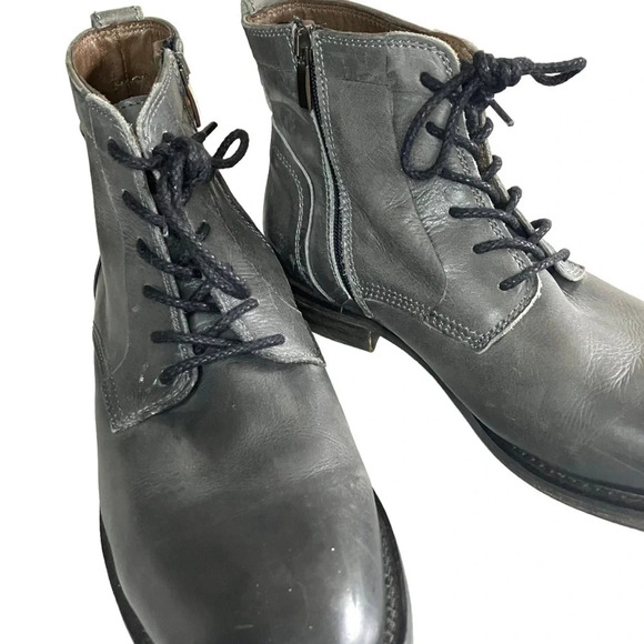 Bed Stu Cobbler Series Black Gray Leather Side Zip Up Boots Size 9.5 - Picture 3 of 7